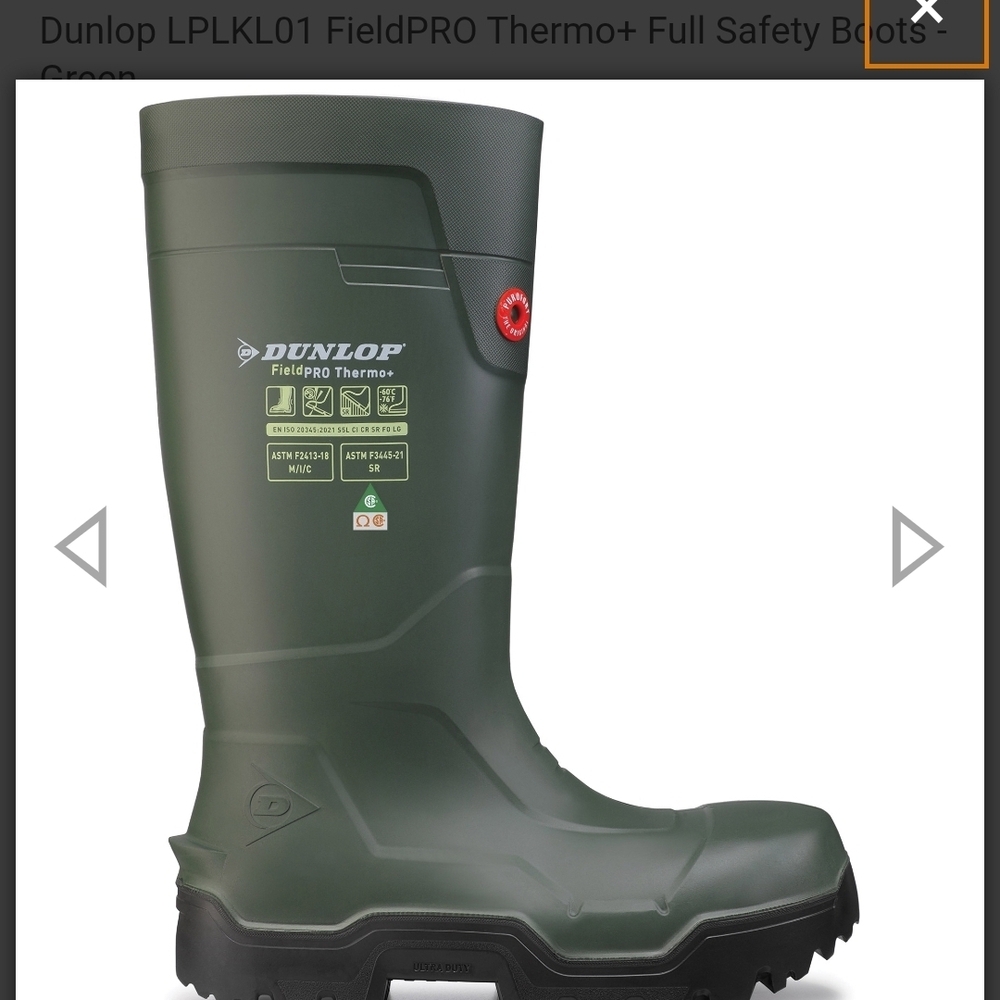 Dunlop Green FieldPRO Thermo+ Safety Boots - Picture 2 of 4